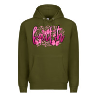 Army Green Faith Breast Cancer Premium Hoodie - FaDigitalArtStudio