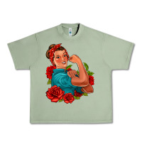 Oil Green hispanic strong woman with roses Urban Heavy Tee - Jasminsmagicworld