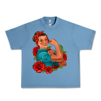 Pebble Blue hispanic strong woman with roses Urban Heavy Tee - Jasminsmagicworld