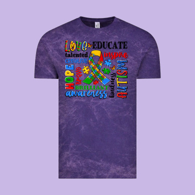 Autism Awareness Typography Vintage Tee Designed By Artiststas