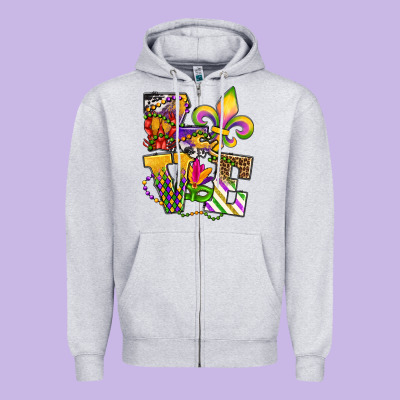 Louisiana Map Love Zipper Hoodie Designed By Oliviacreatesart
