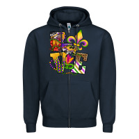 Navy louisiana map love Zipper Hoodie - OliviaCreatesArt