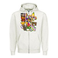 Oatmeal Heather louisiana map love Zipper Hoodie - OliviaCreatesArt