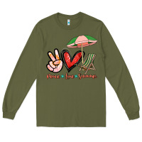 Army Green Peace love summer Long Sleeve Tee - NancyCooperArtShop