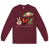 Burgundy Peace love summer Long Sleeve Tee - NancyCooperArtShop
