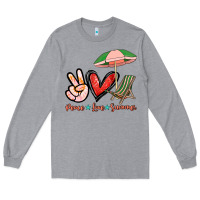 Heather Grey Peace love summer Long Sleeve Tee - NancyCooperArtShop