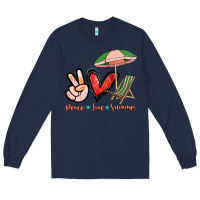 Navy Peace love summer Long Sleeve Tee - NancyCooperArtShop