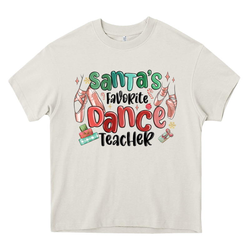 Santa's Favorite Dance Teacher Heavy Core Tee by MaliasSmallBusiness | Teevron