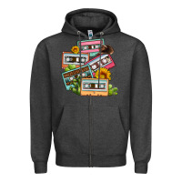 Charcoal Heather 90s country caassette tapes Zipper Hoodie - OliviaCreatesArt