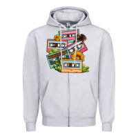 Heather Grey 90s country caassette tapes Zipper Hoodie - OliviaCreatesArt