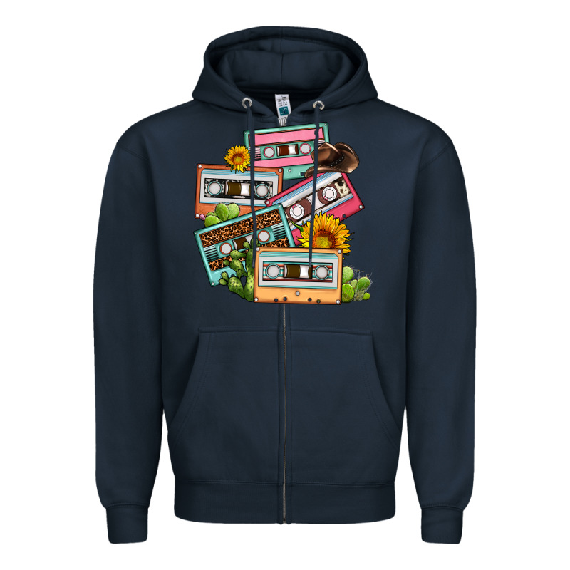 90s Country Caassette Tapes Zipper Hoodie by OliviaCreatesArt | Teevron