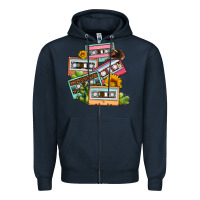 Navy 90s country caassette tapes Zipper Hoodie - OliviaCreatesArt