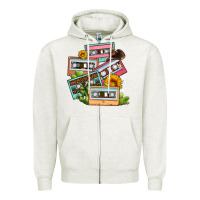 Oatmeal Heather 90s country caassette tapes Zipper Hoodie - OliviaCreatesArt
