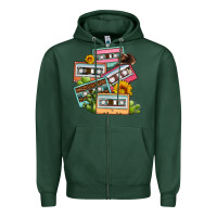 Sports Green 90s country caassette tapes Zipper Hoodie - OliviaCreatesArt