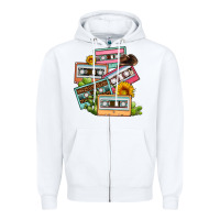 White 90s country caassette tapes Zipper Hoodie - OliviaCreatesArt