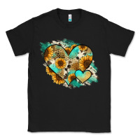 Black Leopard Sunflower Cowhide Glitter Heart Classic Tee - RanaPortraitStore