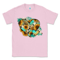 Bubblegum Pink Leopard Sunflower Cowhide Glitter Heart Classic Tee - RanaPortraitStore