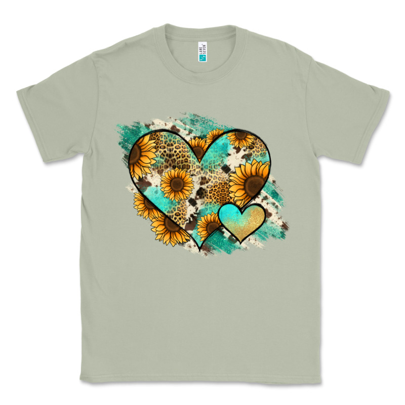 Leopard Sunflower Cowhide Glitter Heart Classic Tee by RanaPortraitStore | Teevron
