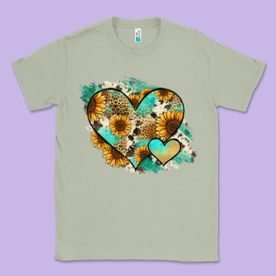 Leopard Sunflower Cowhide Glitter Heart Classic Tee Designed By Ranaportraitstore