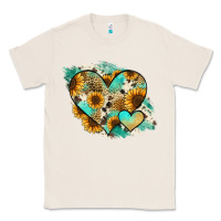 Natural Leopard Sunflower Cowhide Glitter Heart Classic Tee - RanaPortraitStore