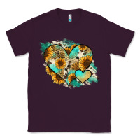 Plum Leopard Sunflower Cowhide Glitter Heart Classic Tee - RanaPortraitStore