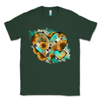 Sports Green Leopard Sunflower Cowhide Glitter Heart Classic Tee - RanaPortraitStore
