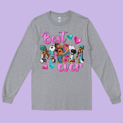 Best Mom Ever Afro Woman Long Sleeve Tee Designed By Texasbilliewilder