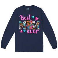 Navy Best Mom Ever Afro Woman Long Sleeve Tee - texasbilliewilder