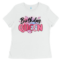 White birthday queen Ladies Tee - MaliasSmallBusiness