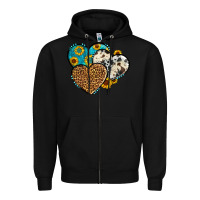Black cowhide leopard hearts Zipper Hoodie - OliviaCreatesArt