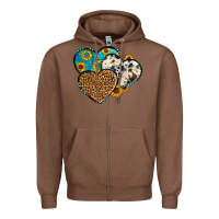 Chestnut cowhide leopard hearts Zipper Hoodie - OliviaCreatesArt
