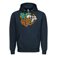 Navy cowhide leopard hearts Zipper Hoodie - OliviaCreatesArt