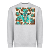 Heather Grey gemstone bull skull leopard Heavyweight Sweatshirt - TumblerDesignByShophia