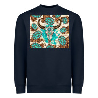 Navy gemstone bull skull leopard Heavyweight Sweatshirt - TumblerDesignByShophia