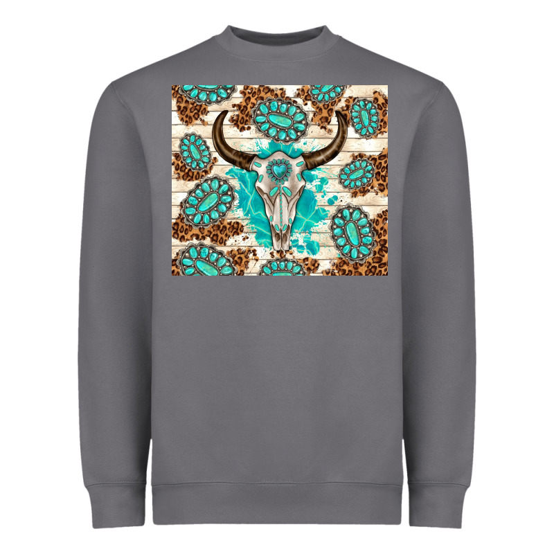 Gemstone Bull Skull Leopard Heavyweight Sweatshirt by TumblerDesignByShophia | Teevron