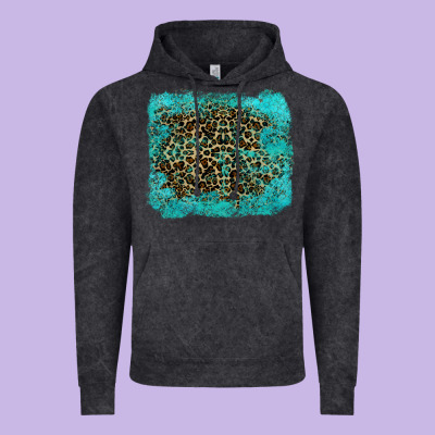 Leopard Turquoise Vintage Hoodie Designed By Ranaportraitstore
