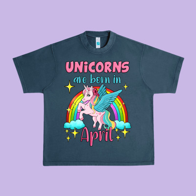 Unicorns Are Born In April Urban Heavy Tee Designed By Jasminsmagicworld