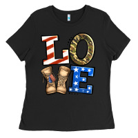 Black 4th of July Army Love Ladies Tee - Jasminsmagicworld