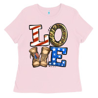 Bubblegum Pink 4th of July Army Love Ladies Tee - Jasminsmagicworld