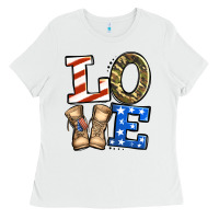 White 4th of July Army Love Ladies Tee - Jasminsmagicworld