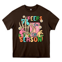 Chocolate Brown peeps season mode on Heavy Core Tee - MaliasSmallBusiness