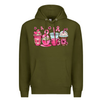 Army Green breast cancer coffee cups Premium Hoodie - OliviaCreatesArt
