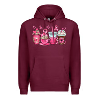 Burgundy breast cancer coffee cups Premium Hoodie - OliviaCreatesArt