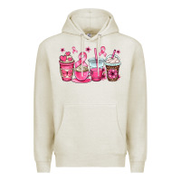 Oatmeal Heather breast cancer coffee cups Premium Hoodie - OliviaCreatesArt