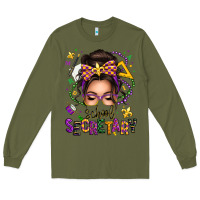 Army Green mardi gras school secretary caucasian messy bun Long Sleeve Tee - texasbilliewilder
