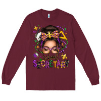 Burgundy mardi gras school secretary caucasian messy bun Long Sleeve Tee - texasbilliewilder
