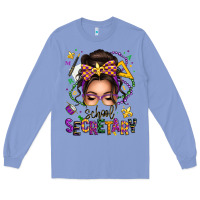 Colony Blue mardi gras school secretary caucasian messy bun Long Sleeve Tee - texasbilliewilder