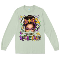 Matcha mardi gras school secretary caucasian messy bun Long Sleeve Tee - texasbilliewilder