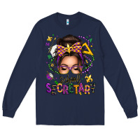 Navy mardi gras school secretary caucasian messy bun Long Sleeve Tee - texasbilliewilder
