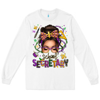 White mardi gras school secretary caucasian messy bun Long Sleeve Tee - texasbilliewilder